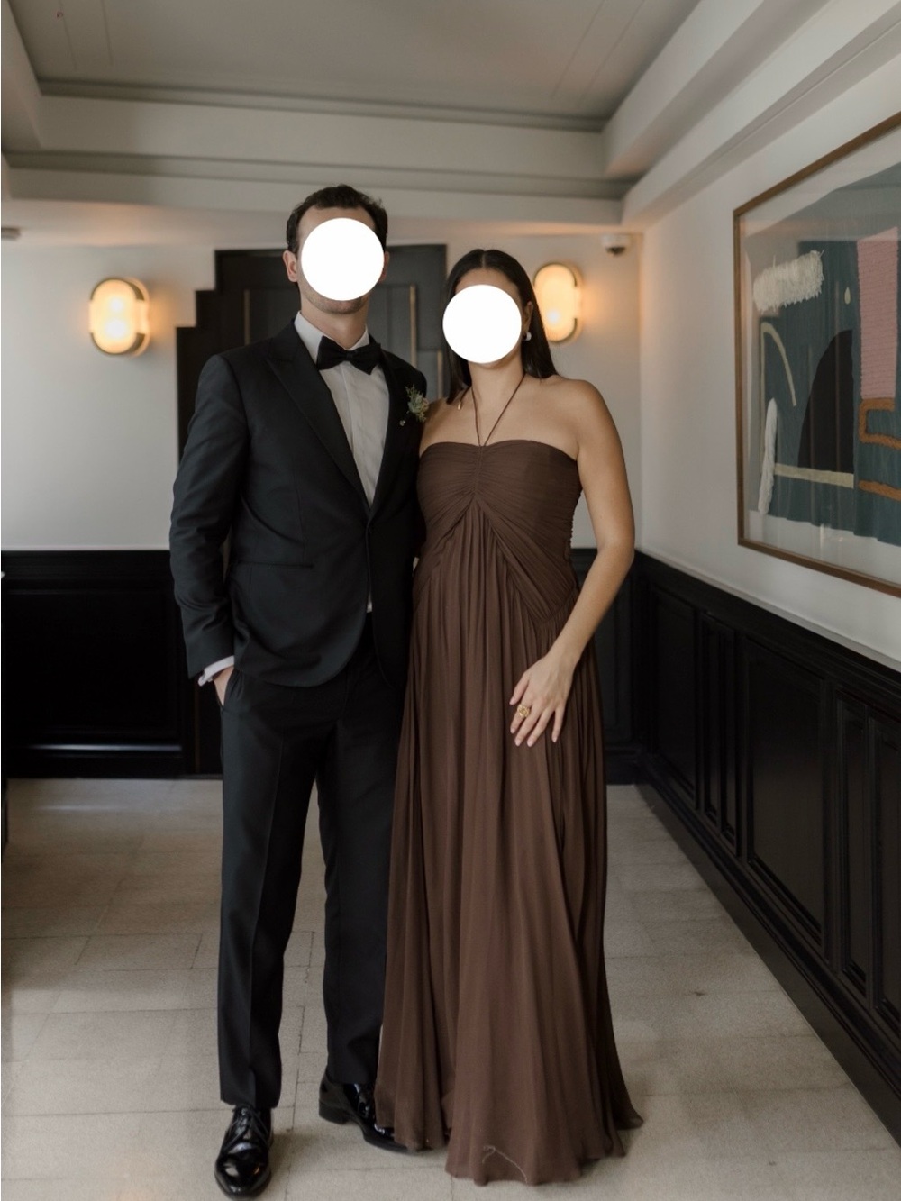 Cult Gaia - RITZ GOWN - Brown Ruched Chiffon Evening Dress - Women's Formal Gown - Picture 2 of 9